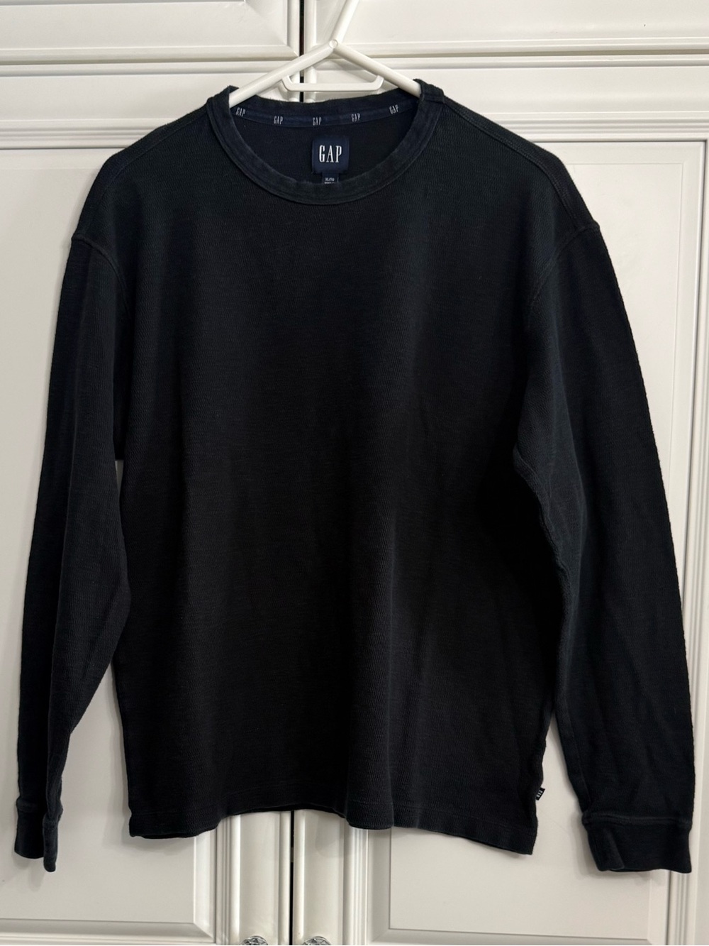 GAP Black 100% Cotton Long Sleeve Crewneck Long Sleeve Pullover Top Men's XL EUC